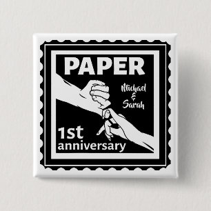 Badge Carré 5 Cm Papier traditionnel 1er anniversaire mariage