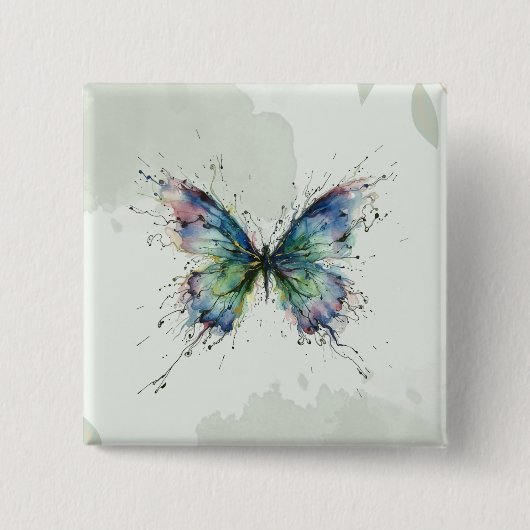 Badge Carré 5 Cm Papillon (Devant)