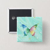Badge Carré 5 Cm Papillon (Devant & derrière)