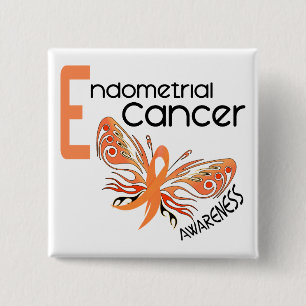 Badge Carré 5 Cm PAPILLON 3,1 de cancer du corps utérin