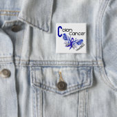 Badge Carré 5 Cm PAPILLON 3 de cancer du colon (En situation)