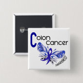 Badge Carré 5 Cm PAPILLON 3 de cancer du colon (Devant & derrière)