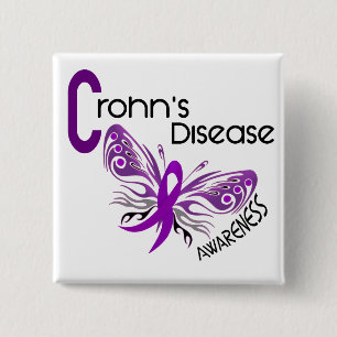 Badge Carré 5 Cm PAPILLON 3 de maladie de Crohn