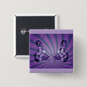 Badge Carré 5 Cm Papillon Abstrait pourpre avec ailes rayonnantes (Devant & derrière)