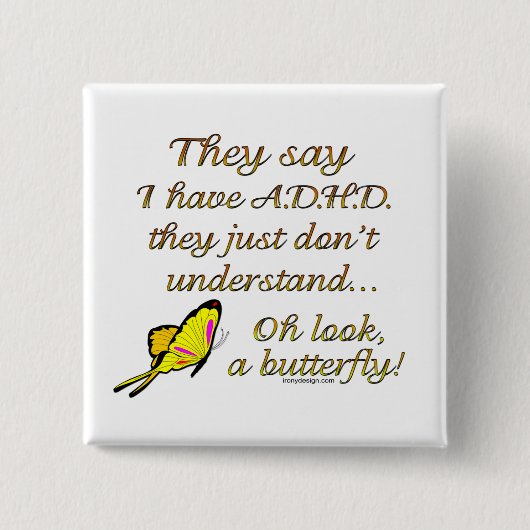 Badge Carré 5 Cm Papillon ADHD (Devant)