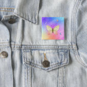 Badge Carré 5 Cm Papillon aquarelle (En situation)