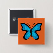Badge Carré 5 Cm Papillon bleu (Devant & derrière)