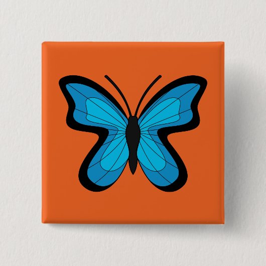 Badge Carré 5 Cm Papillon bleu (Devant)