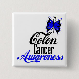 Badge Carré 5 Cm Papillon de conscience de cancer du colon