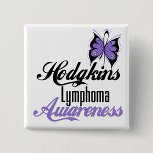 Badge Carré 5 Cm Papillon de conscience de lymphome de Hodgkins