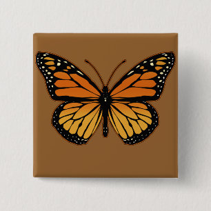 Badge Carré 5 Cm Papillon de monarque