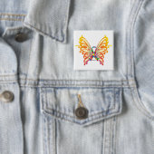 Badge Carré 5 Cm Papillon de ruban d'autisme (En situation)
