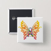 Badge Carré 5 Cm Papillon de ruban d'autisme (Devant & derrière)