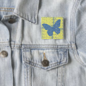 Badge Carré 5 Cm Papillon de slogan (En situation)