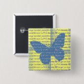 Badge Carré 5 Cm Papillon de slogan (Devant & derrière)