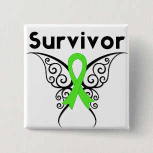Badge Carré 5 Cm Papillon de tribal de survivant de lymphome de