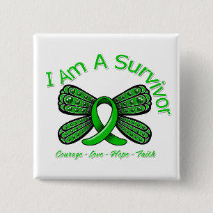 Badge Carré 5 Cm Papillon de trouble bipolaire je suis un survivant