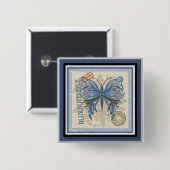 Badge Carré 5 Cm Papillon du bureau de création G (Devant & derrière)