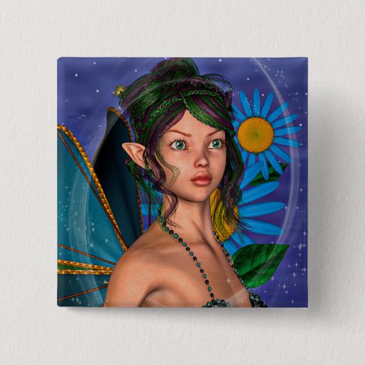 Badge Carré 5 Cm Papillon Fée (Devant)