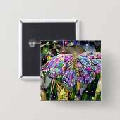 Badge Carré 5 Cm Papillon Feuille d'or (Devant & derrière)