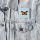 Badge Carré 5 Cm Papillon Monarque (En situation)