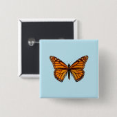 Badge Carré 5 Cm Papillon Monarque (Devant & derrière)