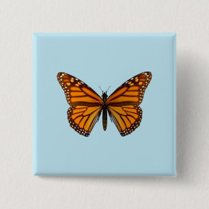 Badge Carré 5 Cm Papillon Monarque
