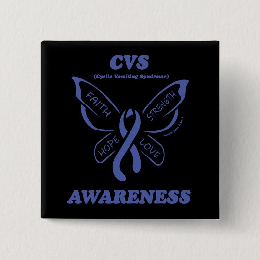 Badge Carré 5 Cm Papillon/sensibilisation...CVS (Devant)