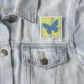 Badge Carré 5 Cm Papillon Slogan (En situation)