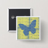 Badge Carré 5 Cm Papillon Slogan (Devant & derrière)
