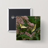 Badge Carré 5 Cm Papillons à queue de tigre sur Joe Pye Weed (Devant & derrière)