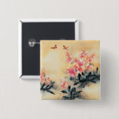 Badge Carré 5 Cm Papillons au printemps (Devant & derrière)