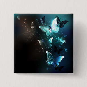 Badge Carré 5 Cm Papillons de nuit à la menthe