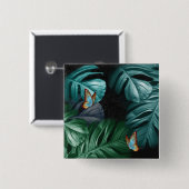 Badge Carré 5 Cm Papillons du Paradis/Tropical Turquoise Splash (Devant & derrière)