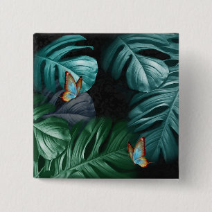 Badge Carré 5 Cm Papillons du Paradis/Tropical Turquoise Splash