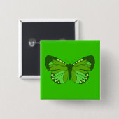 Badge Carré 5 Cm Papillons verts (Devant & derrière)