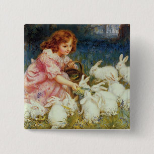 Badge Carré 5 Cm Pâques Animaux Mignons Vintage