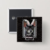 Badge Carré 5 Cm Pâques - un certain lapin vous aime - chiwawa (Devant & derrière)