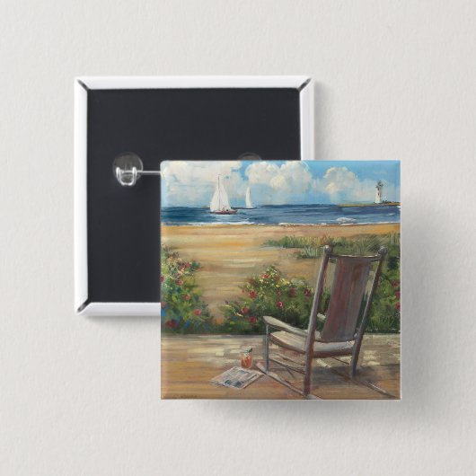 Badge Carré 5 Cm Par la mer (Devant & derrière)