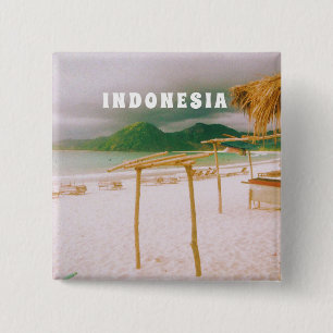 Badge Carré 5 Cm Paradis tropical de Lombok en Indonésie 