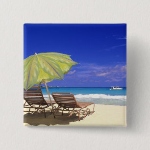 Badge Carré 5 Cm Parapluie de plage, Abaco, Bahamas