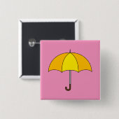 Badge Carré 5 Cm Parapluie jaune (Devant & derrière)