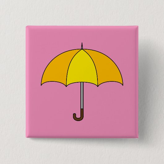 Badge Carré 5 Cm Parapluie jaune (Devant)