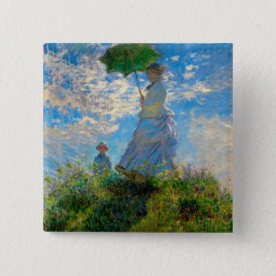 Badge Carré 5 Cm Parasol Monet Femme Impressionnisme