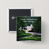 Badge Carré 5 Cm Parc d'état de Tahquamenon Falls Lower Falls, Mich (Devant & derrière)