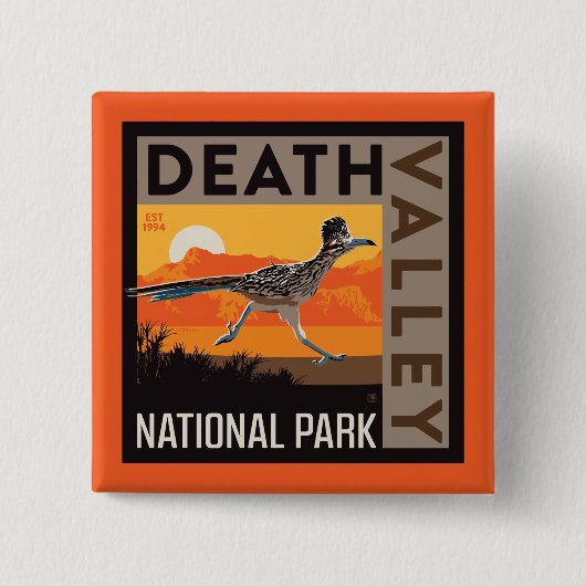 Badge Carré 5 Cm Parc national de Death Valley | Roadrunner (Devant)