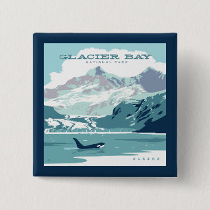 Badge Carré 5 Cm Parc national de Glacier Bay   Orca