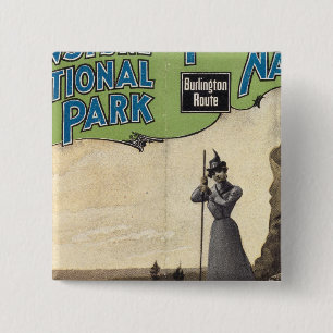 Badge Carré 5 Cm Parc national de Yellowstone 3