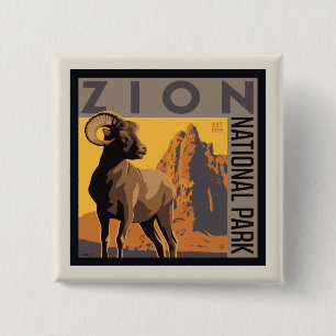 Badge Carré 5 Cm Parc national de Zion   Ram