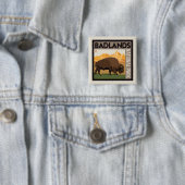 Badge Carré 5 Cm Parc national des Badlands | Buffalo (En situation)